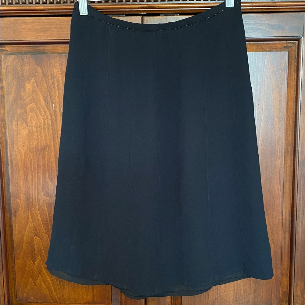 Ralph Lauren Vintage Sheer double layer flowy midi skirt beaded waistband Size 6
